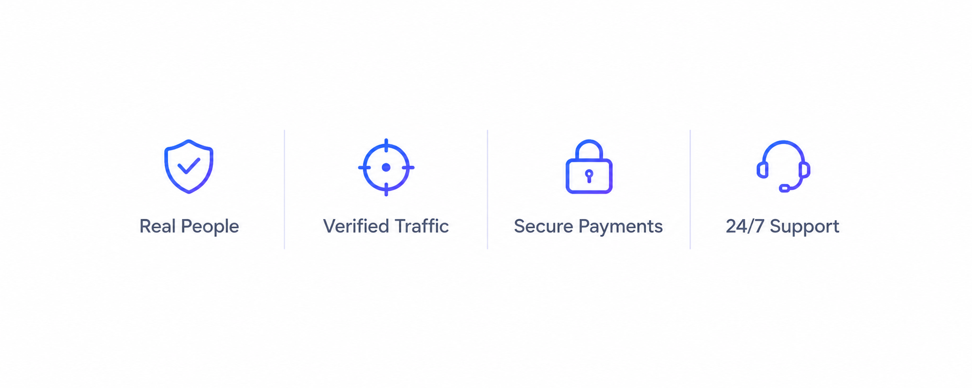 Real people, verified traffic, secure payments, and 24/7 support